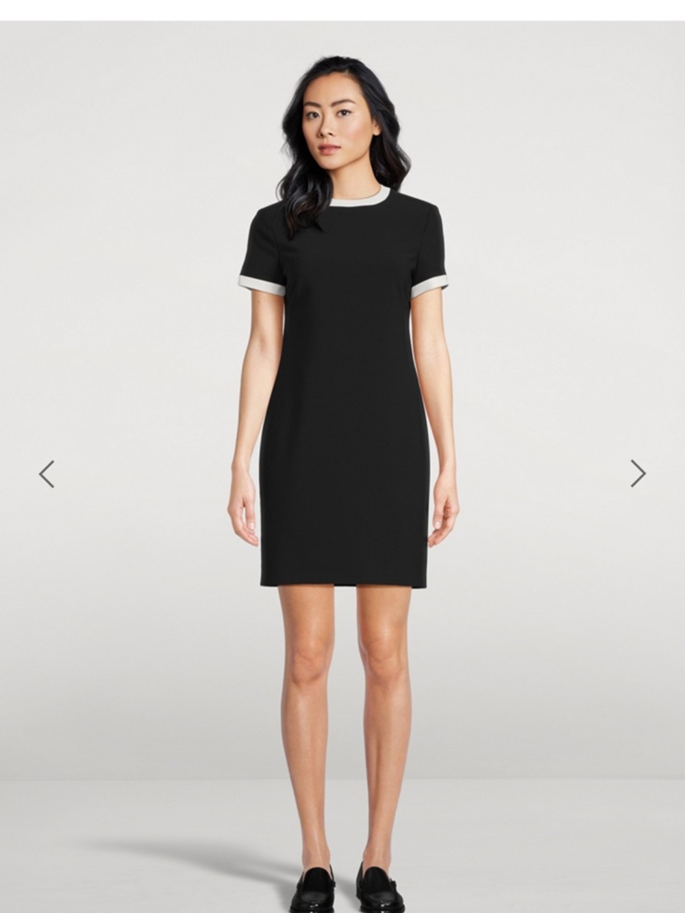 Theory Black Mini Dress with Cream Trim
